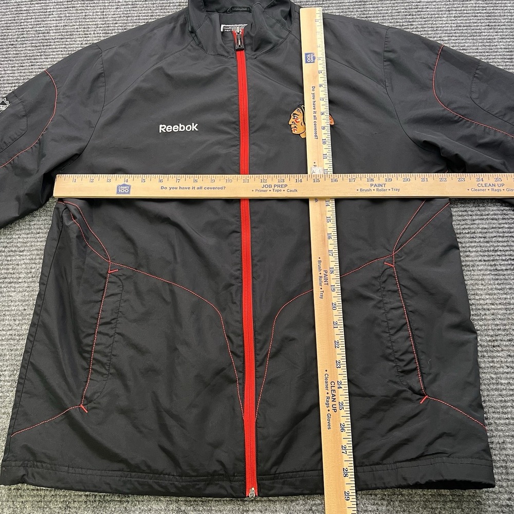 Chicago Blackhawks Windbreaker Jacket Men's Medium NHL Black Full Zip Indian Y2K - Picture 7 of 7